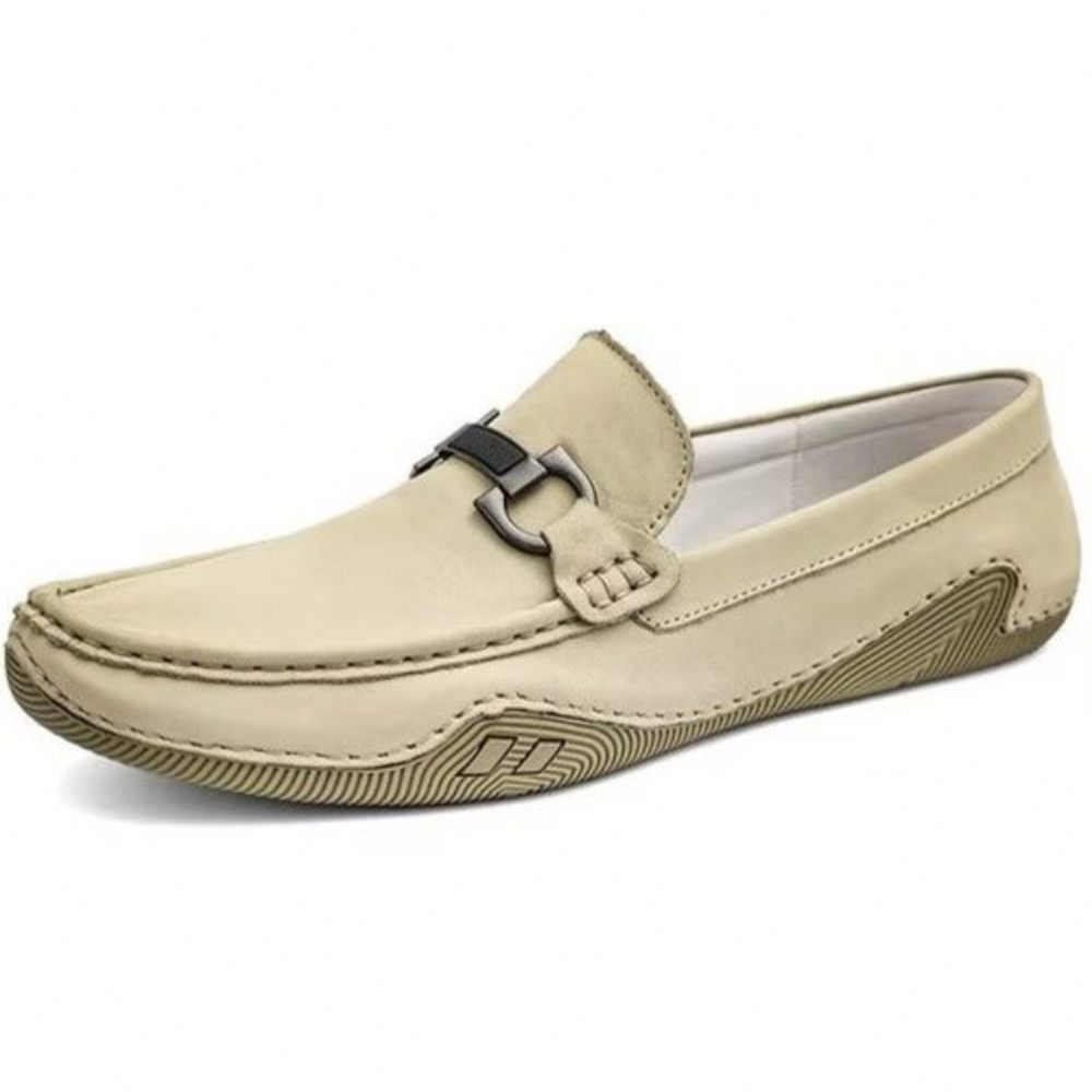 Chaussures Décontractées Pour Hommes Mocassins Élégants À Enfiler Avec Mode Métal - Beige