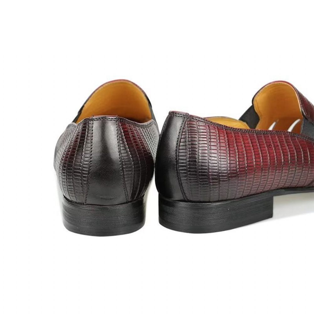 Chaussures Décontractées Pour Hommes Mocassins À Enfiler Avec Bout Métal Exotique - Rouge