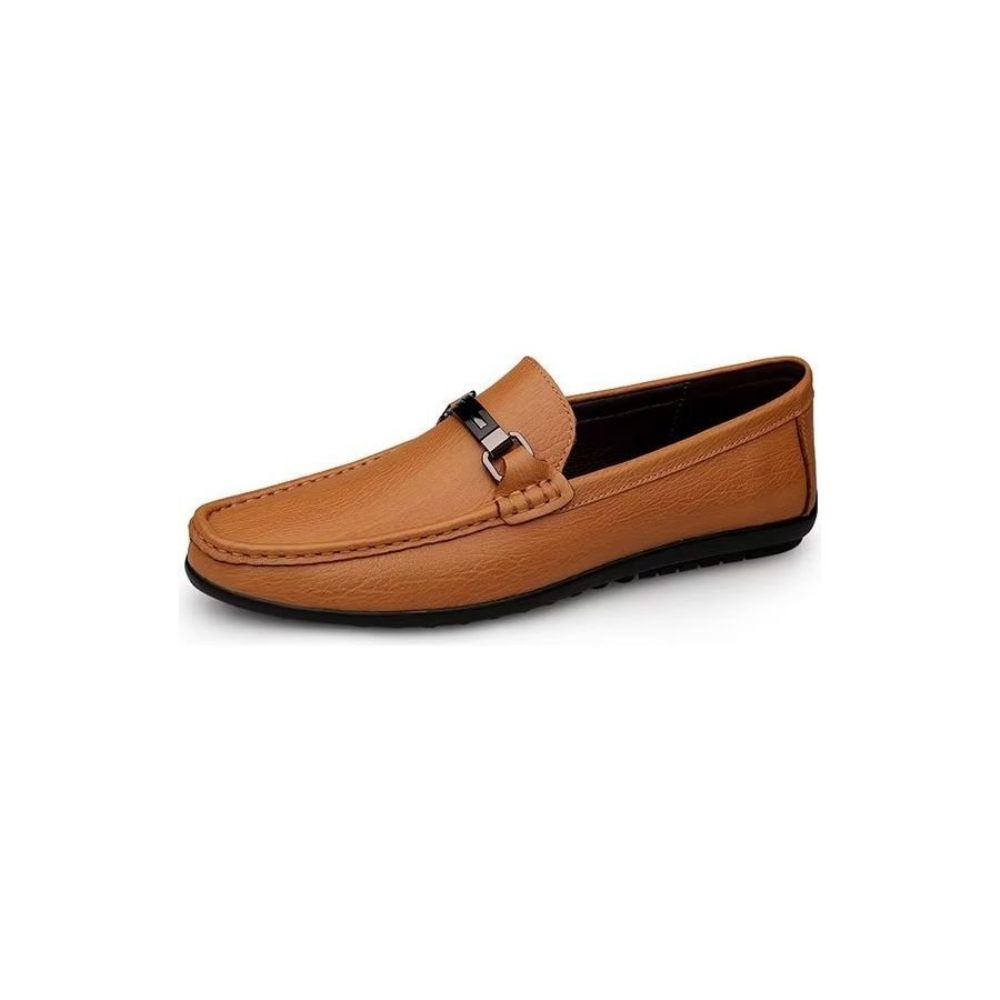 Chaussures Décontractées Pour Hommes Mocassins À Enfiler Chics Pu Avec Style Métallique - Marron