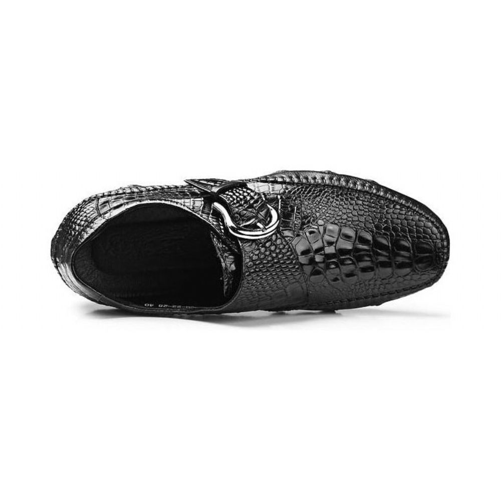 Chaussures Décontractées Pour Hommes Mocassins Luxe À Texture Alligator - Noir