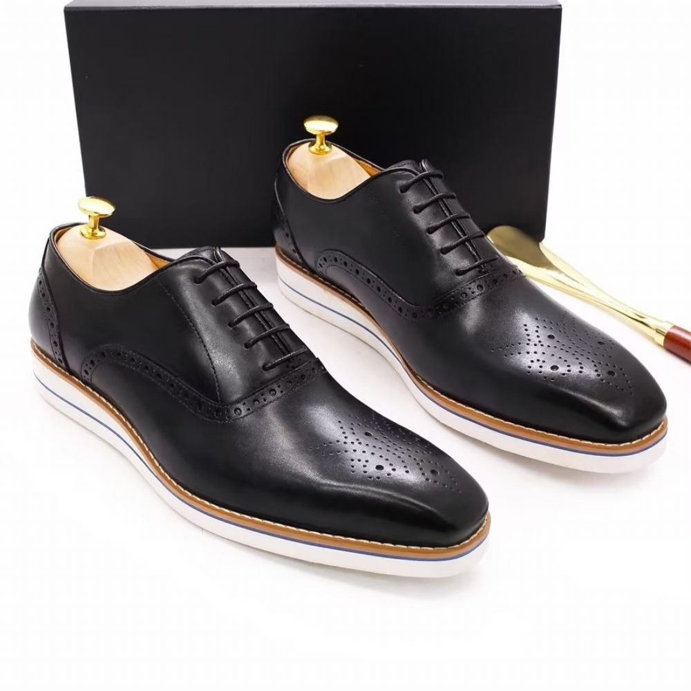 Chaussures Décontractées Pour Hommes Montantes Peintes À La Main - Noir