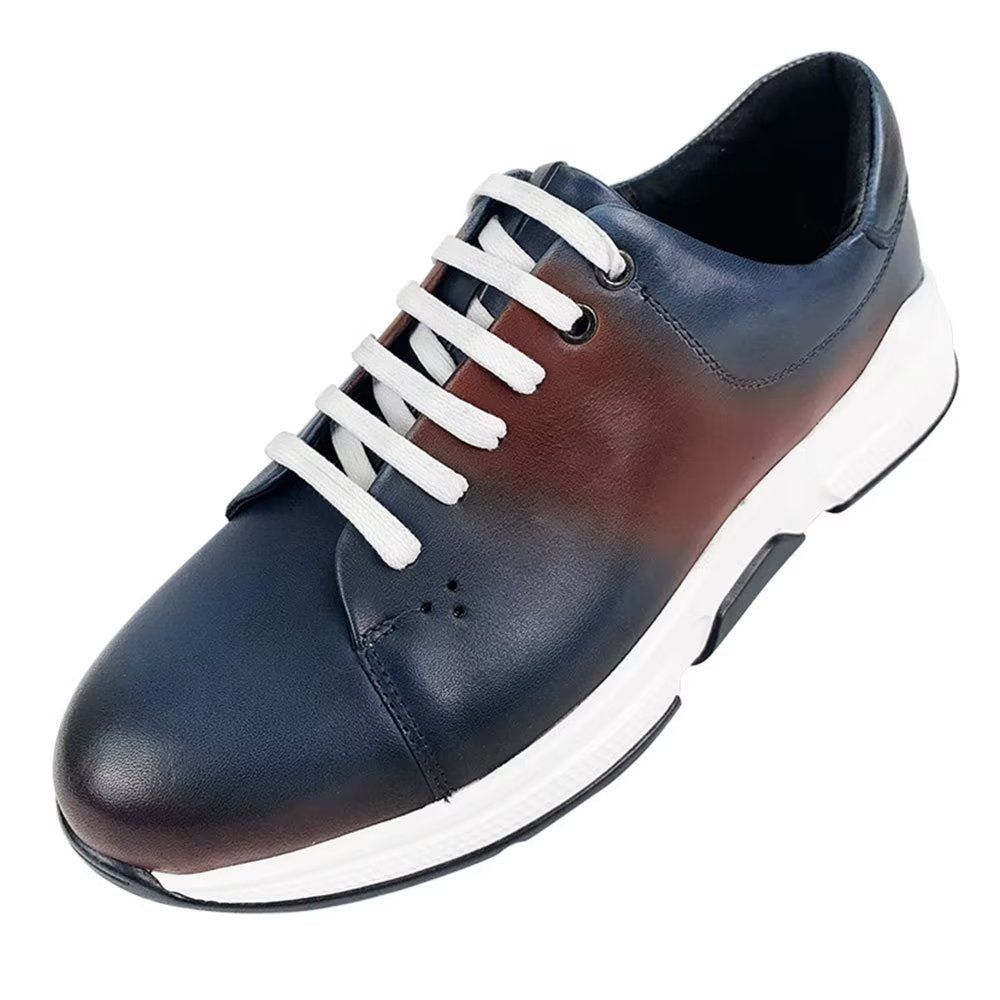 Chaussures Décontractées Pour Hommes Oxford À Lacets Cuir Élégantes - Bleu