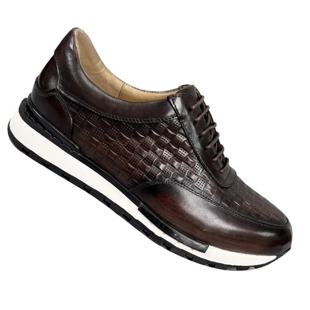 Chaussures Décontractées Pour Hommes Plates Cuir Vache Chic - Marron