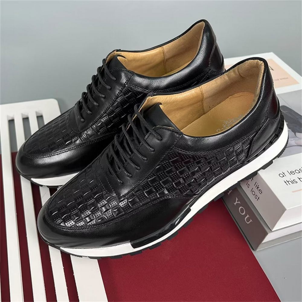 Chaussures Décontractées Pour Hommes Plates Cuir Vache Chic - Marron