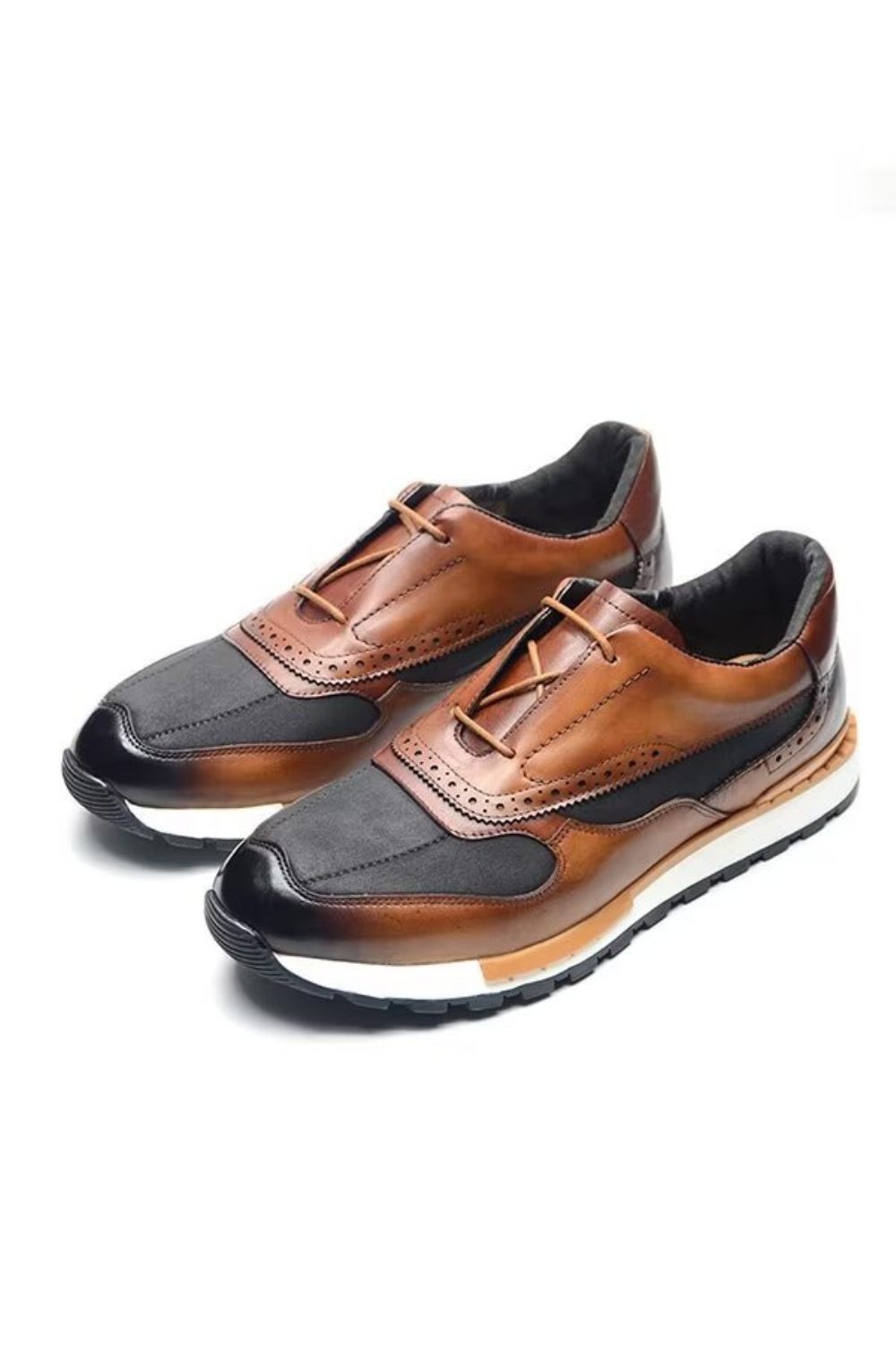 Chaussures Décontractées Pour Hommes Polyvalentes Chics Cuir À Lacets - Marron