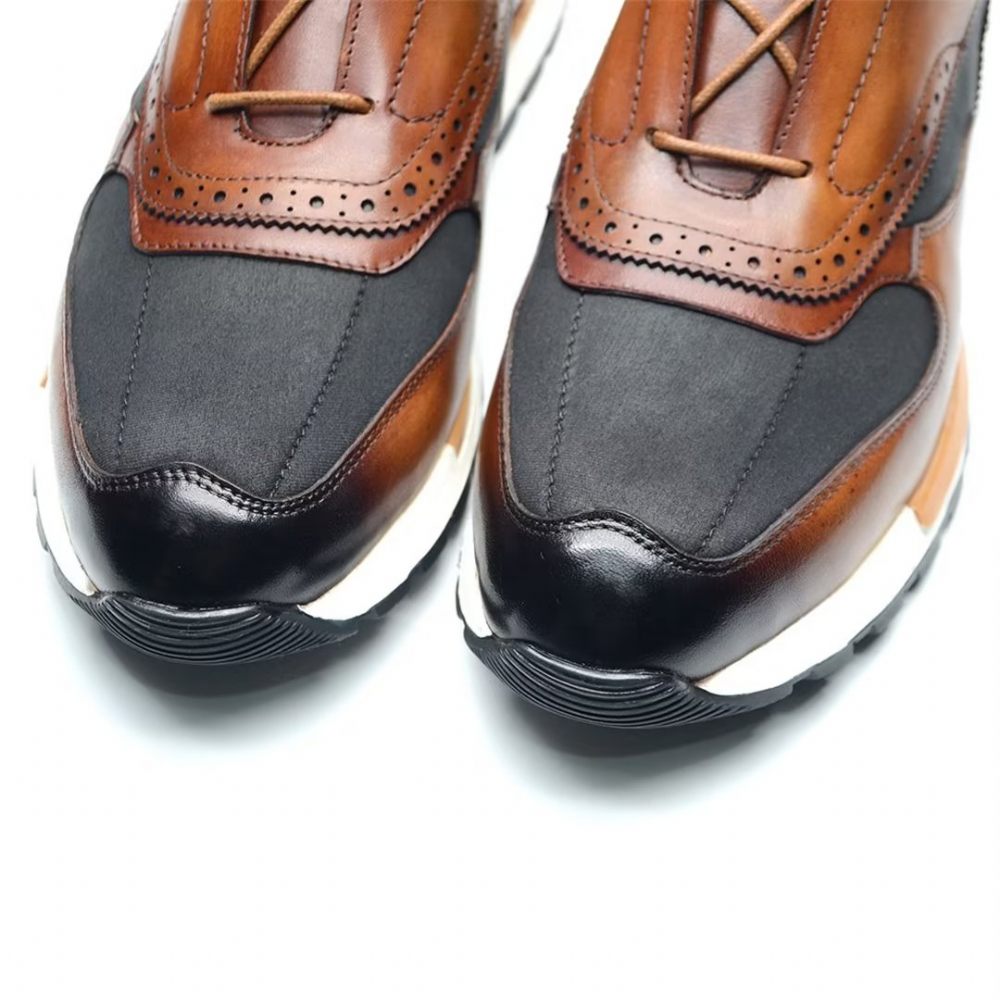 Chaussures Décontractées Pour Hommes Polyvalentes Chics Cuir À Lacets - Marron