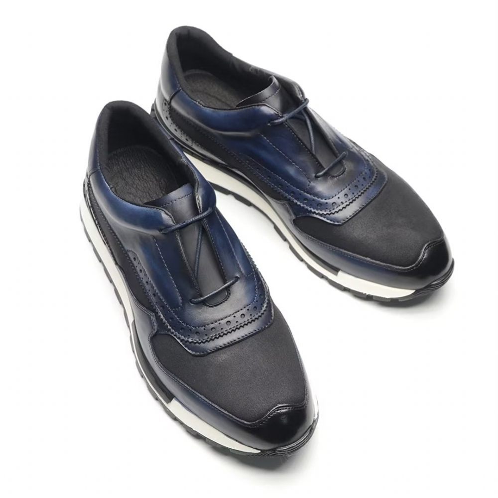 Chaussures Décontractées Pour Hommes Polyvalentes Chics Cuir À Lacets - Bleu