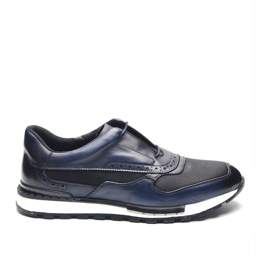 Chaussures Décontractées Pour Hommes Polyvalentes Chics Cuir À Lacets - Bleu