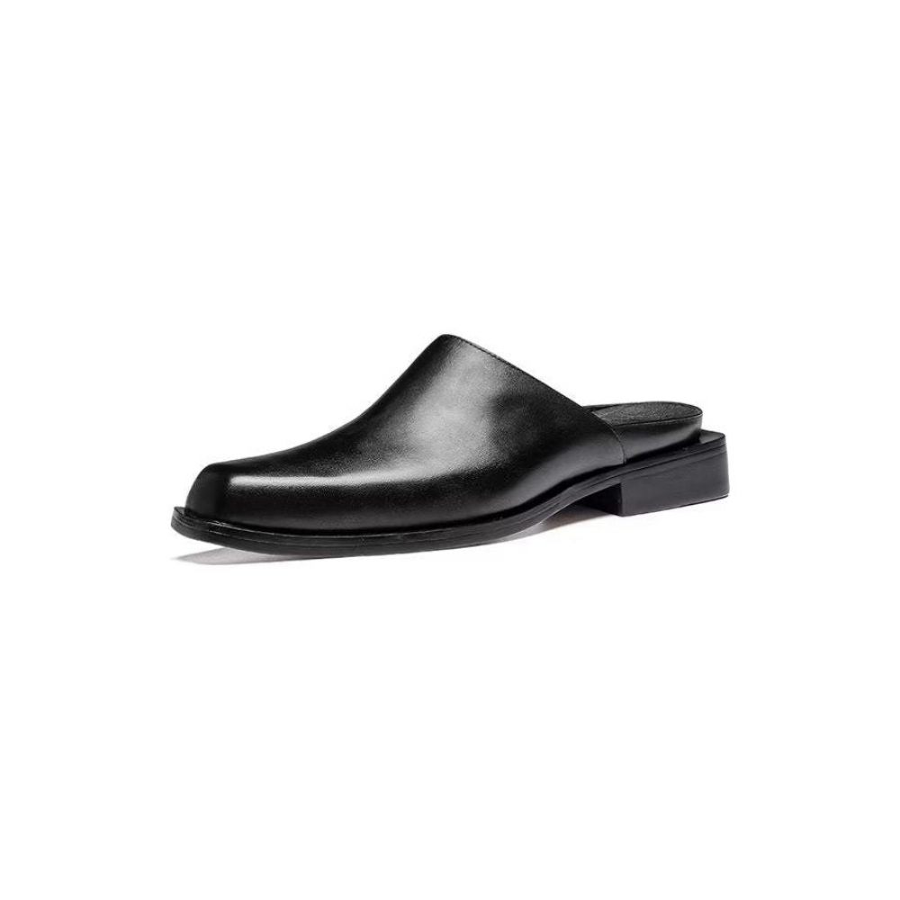 Chaussures Décontractées Pour Hommes Sandales D'affaires Élégantes Cuir Luxe Relief - Noir 1