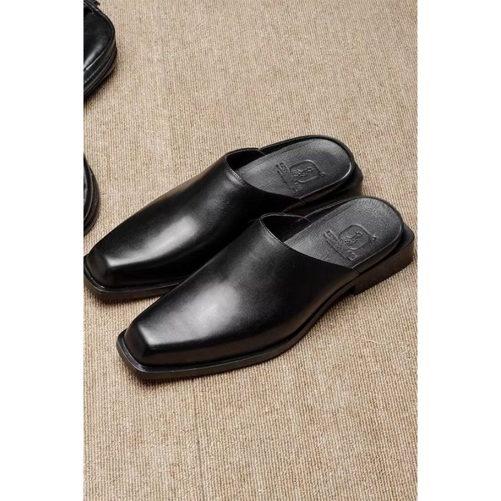 Chaussures Décontractées Pour Hommes Sandales D'affaires Élégantes Cuir Luxe Relief - Noir 1