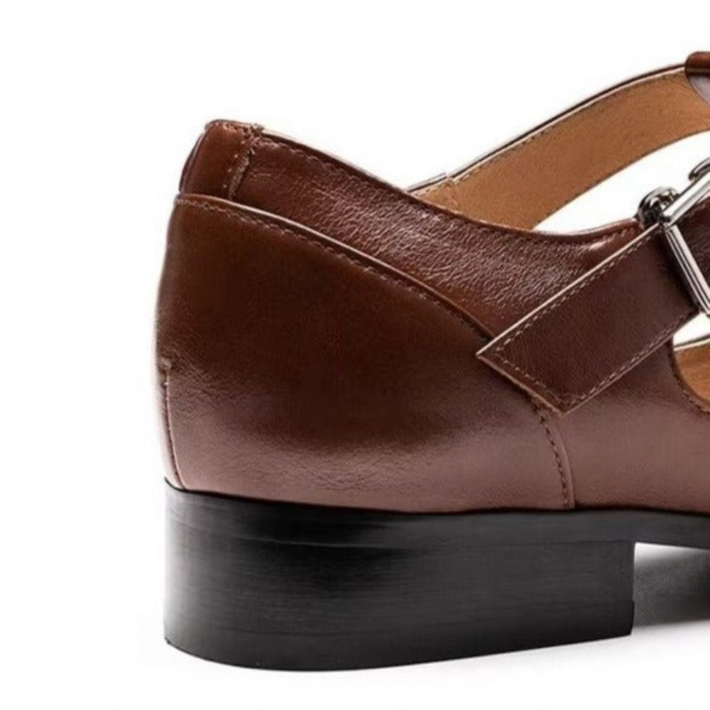 Chaussures Décontractées Pour Hommes Sandales Richelieu Cuir - Marron