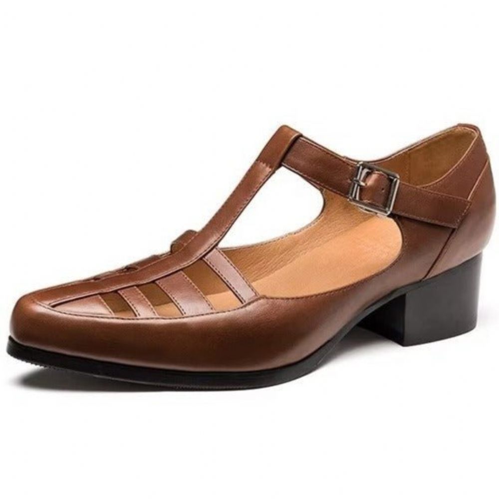 Chaussures Décontractées Pour Hommes Sandales Richelieu Cuir - Marron