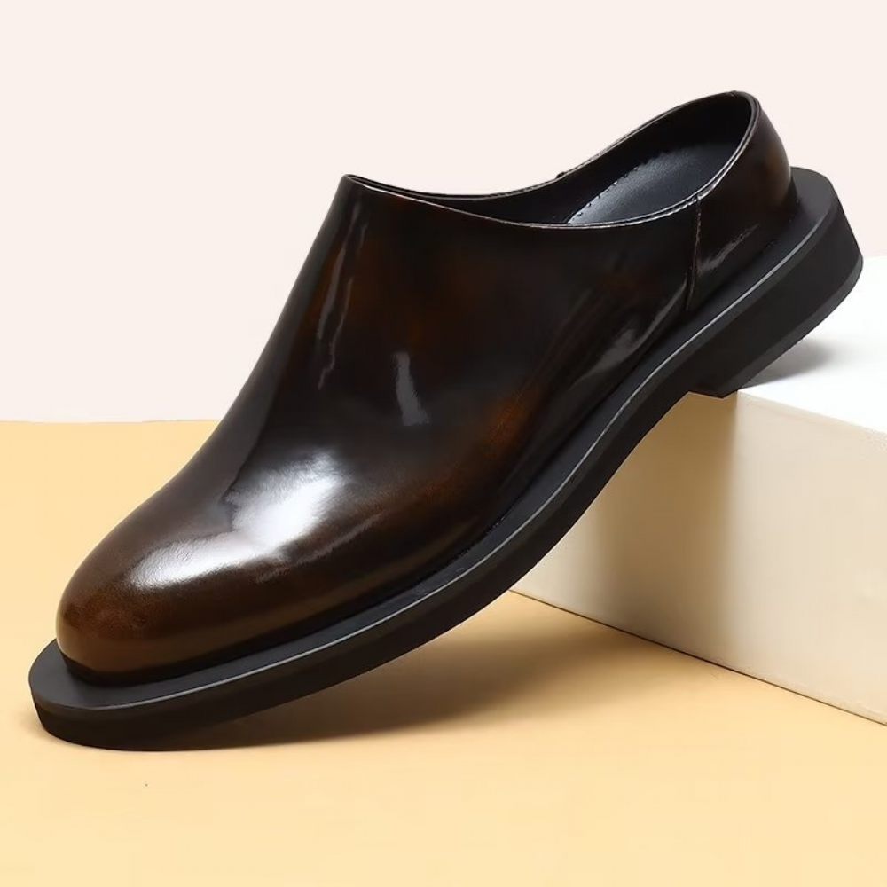 Chaussures Décontractées Pour Hommes Slip-ons Cuir Somptueux - Café