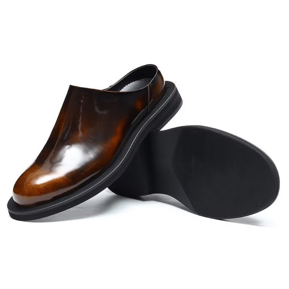 Chaussures Décontractées Pour Hommes Slip-ons Cuir Somptueux - Café