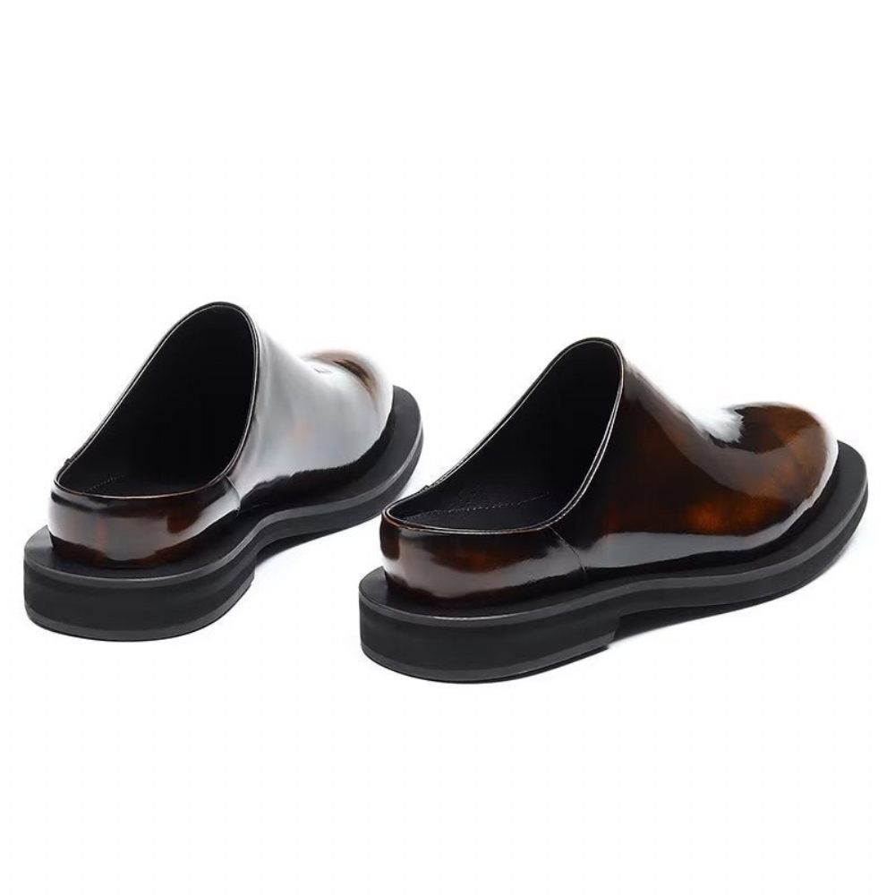 Chaussures Décontractées Pour Hommes Slip-ons Cuir Somptueux - Café