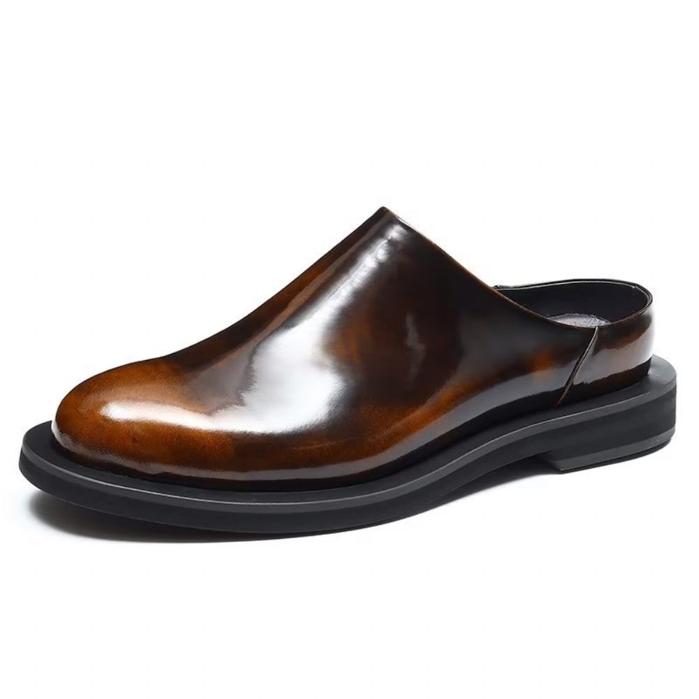 Chaussures Décontractées Pour Hommes Slip-ons Cuir Somptueux - Café