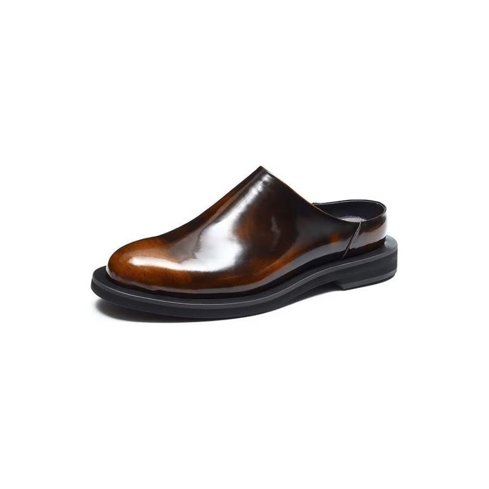 Chaussures Décontractées Pour Hommes Slip-ons Cuir Somptueux - Café