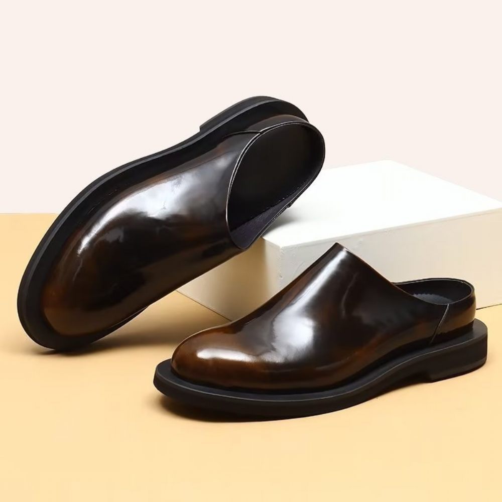 Chaussures Décontractées Pour Hommes Slip-ons Cuir Somptueux - Café