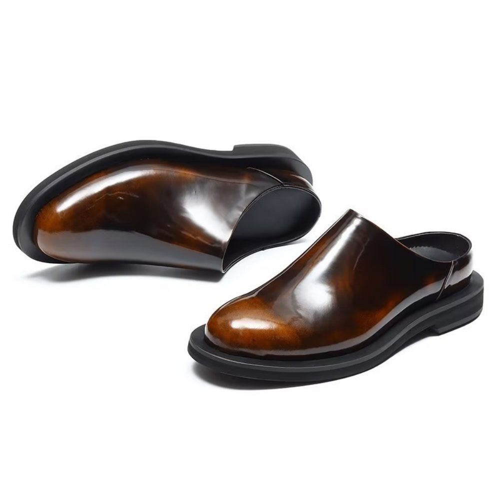 Chaussures Décontractées Pour Hommes Slip-ons Cuir Somptueux - Café