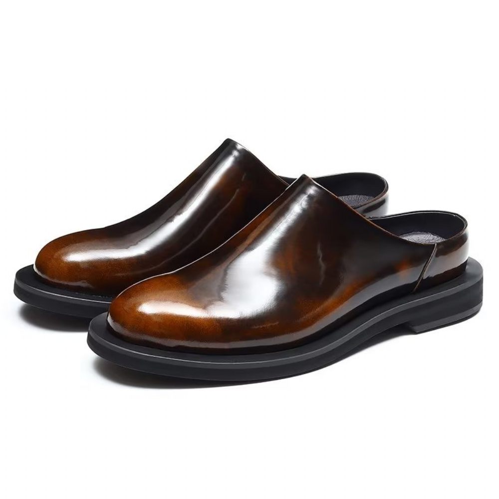 Chaussures Décontractées Pour Hommes Slip-ons Cuir Somptueux - Café