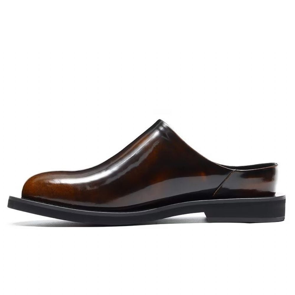 Chaussures Décontractées Pour Hommes Slip-ons Cuir Somptueux - Café