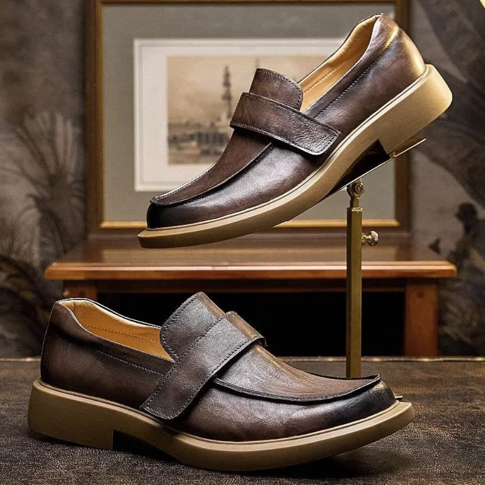 Chaussures Décontractées Pour Hommes Somptueuses À Enfiler Cuir La Mise Niveau Ultime Du Style - Café