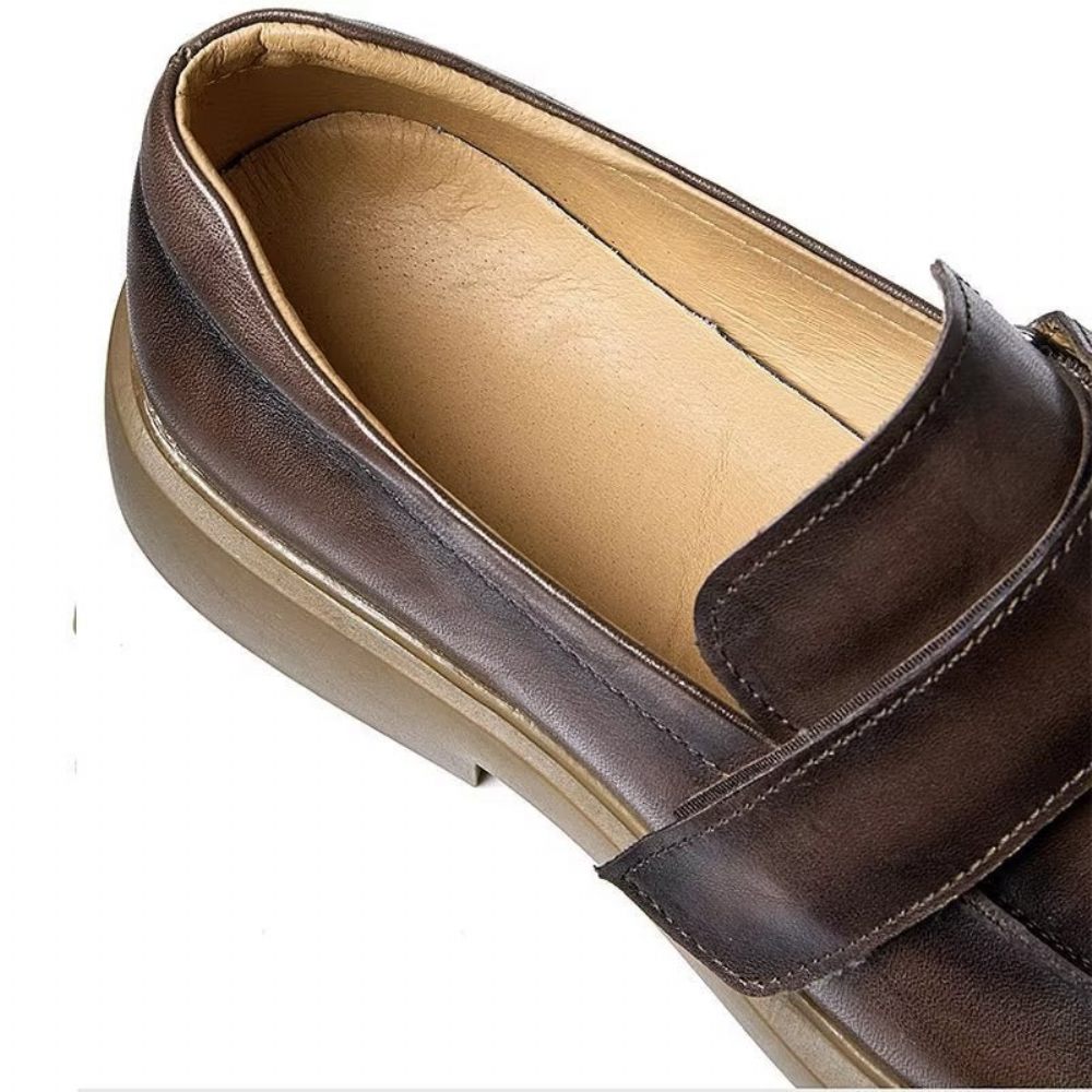 Chaussures Décontractées Pour Hommes Somptueuses À Enfiler Cuir La Mise Niveau Ultime Du Style - Café