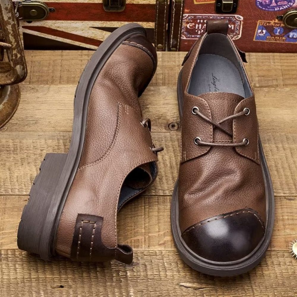 Chaussures Décontractées Pour Hommes Sophistiquées Cuir - Café