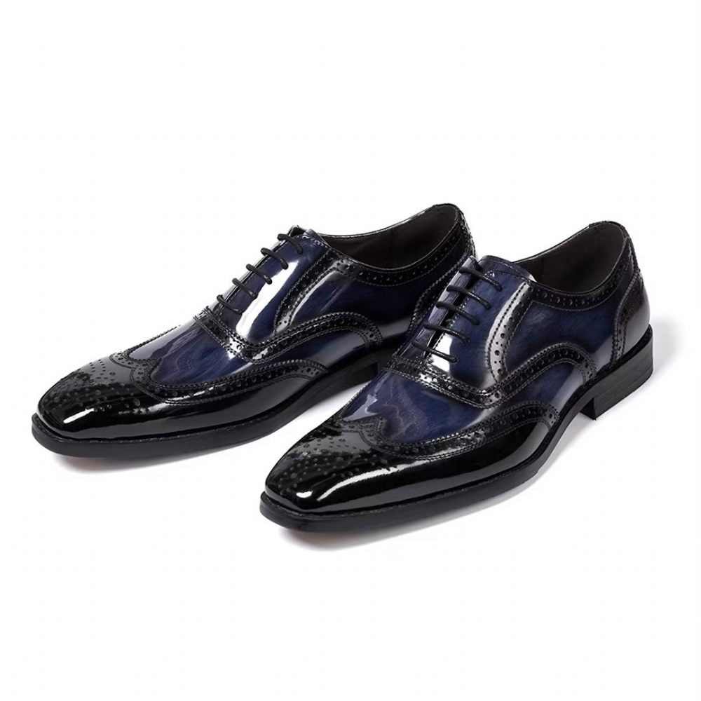 Chaussures Formelles Pour Hommes D'affaires Cuir Raffiné - Bleu Foncé