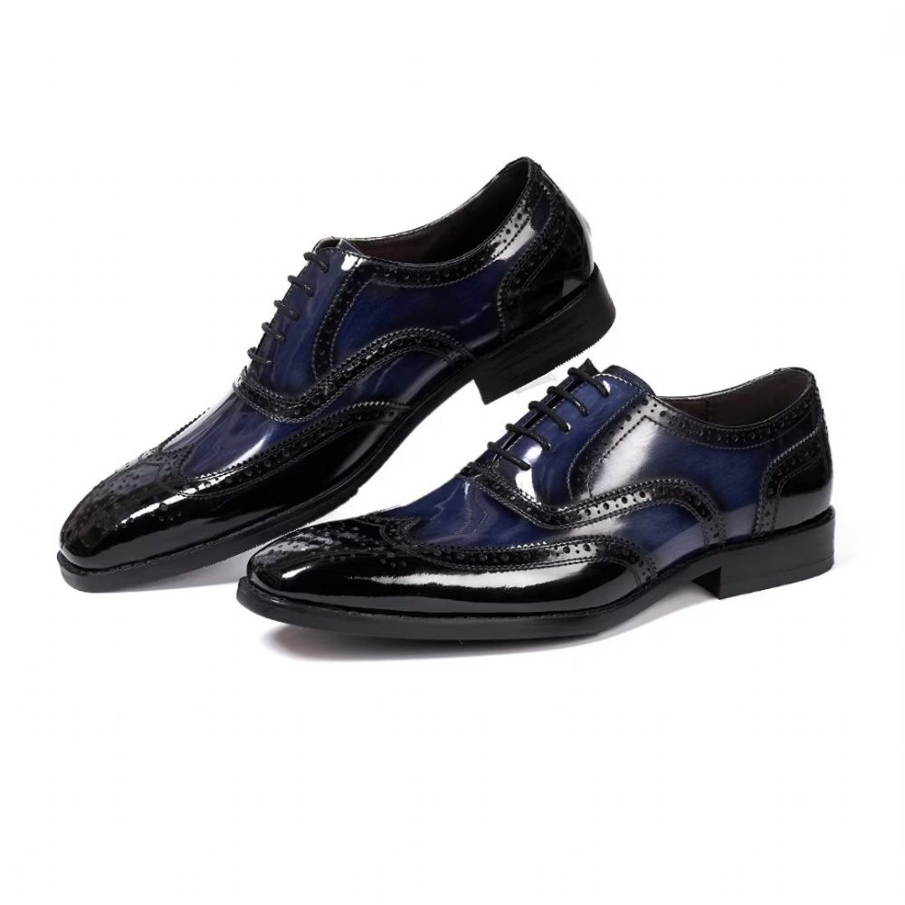 Chaussures Formelles Pour Hommes D'affaires Cuir Raffiné - Bleu Foncé