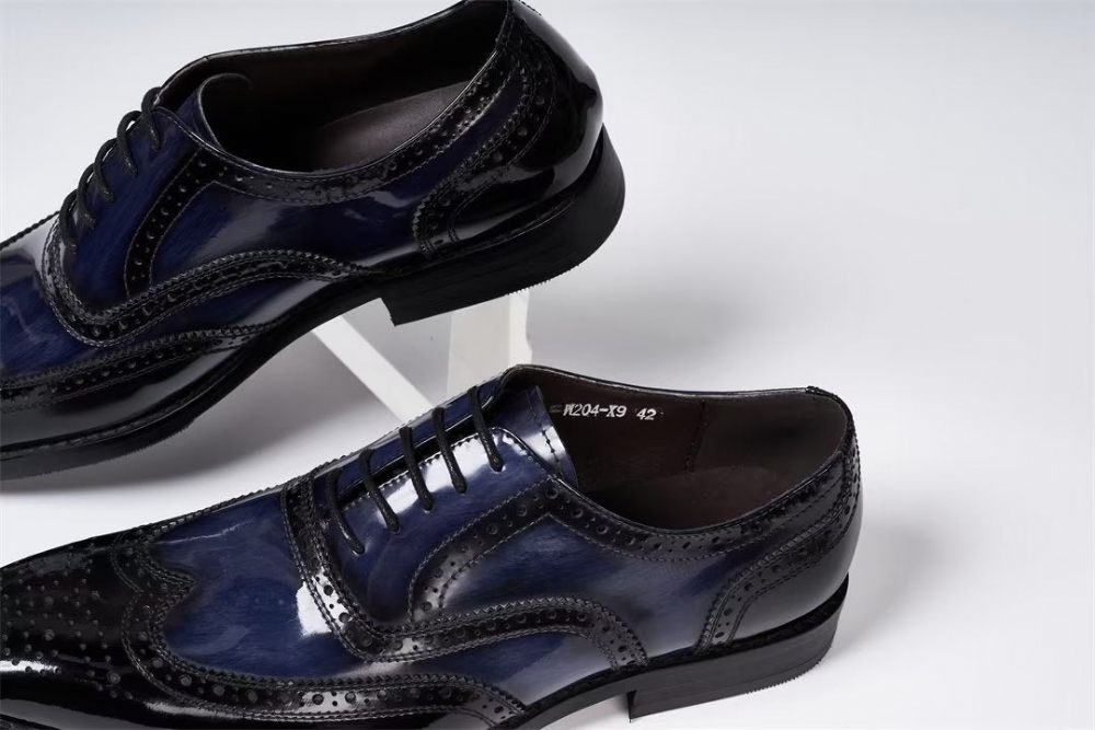 Chaussures Formelles Pour Hommes D'affaires Cuir Raffiné - Bleu Foncé