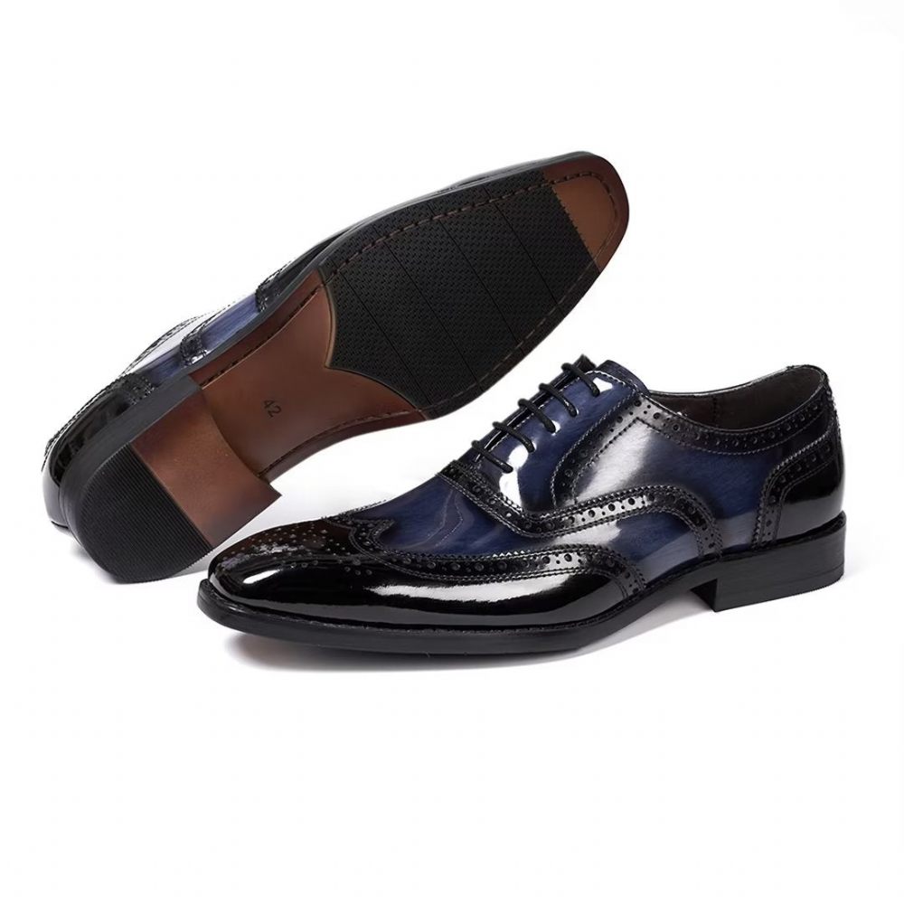 Chaussures Formelles Pour Hommes D'affaires Cuir Raffiné - Bleu Foncé