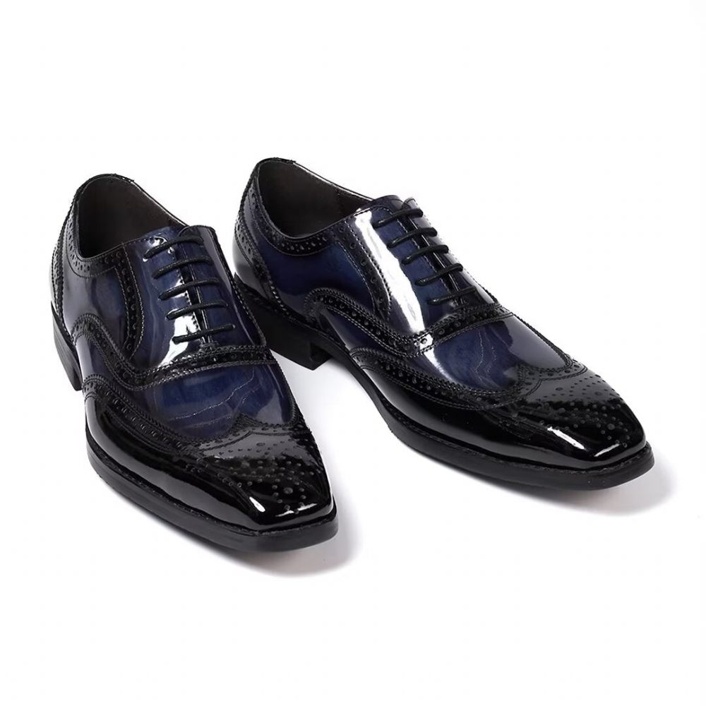 Chaussures Formelles Pour Hommes D'affaires Cuir Raffiné - Bleu Foncé