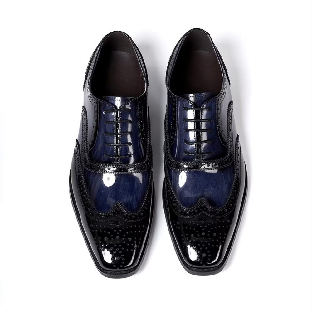 Chaussures Formelles Pour Hommes D'affaires Cuir Raffiné - Bleu Foncé