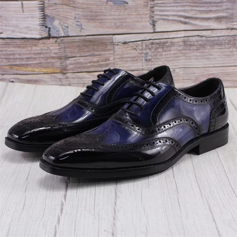 Chaussures Formelles Pour Hommes D'affaires Cuir Raffiné - Bleu Foncé