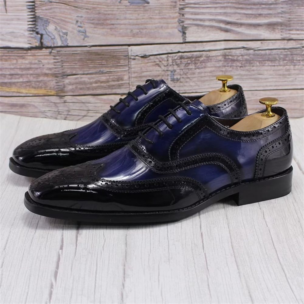 Chaussures Formelles Pour Hommes D'affaires Cuir Raffiné - Bleu Foncé