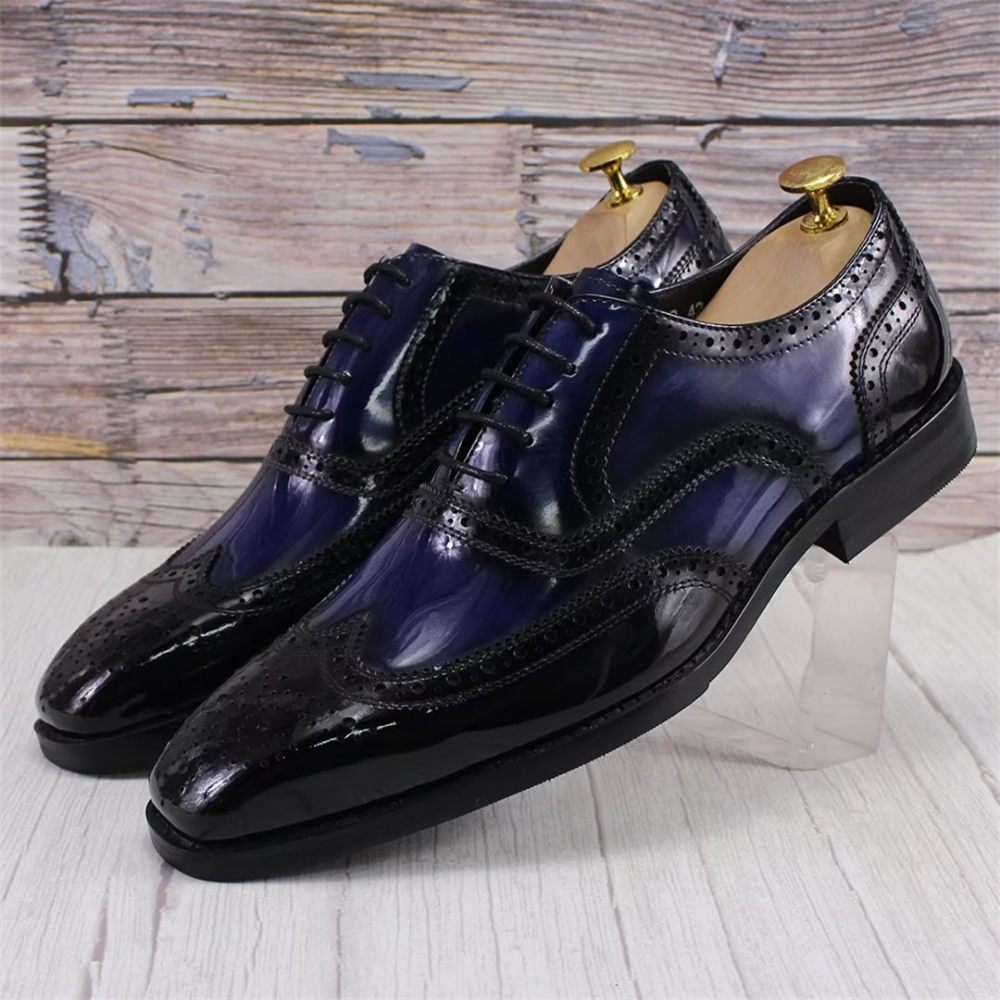 Chaussures Formelles Pour Hommes D'affaires Cuir Raffiné - Bleu Foncé