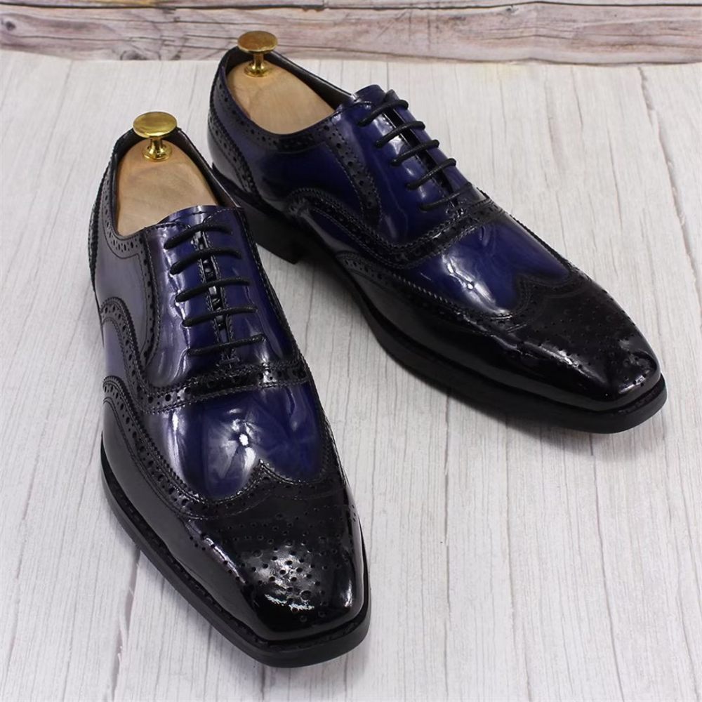 Chaussures Formelles Pour Hommes D'affaires Cuir Raffiné - Bleu Foncé