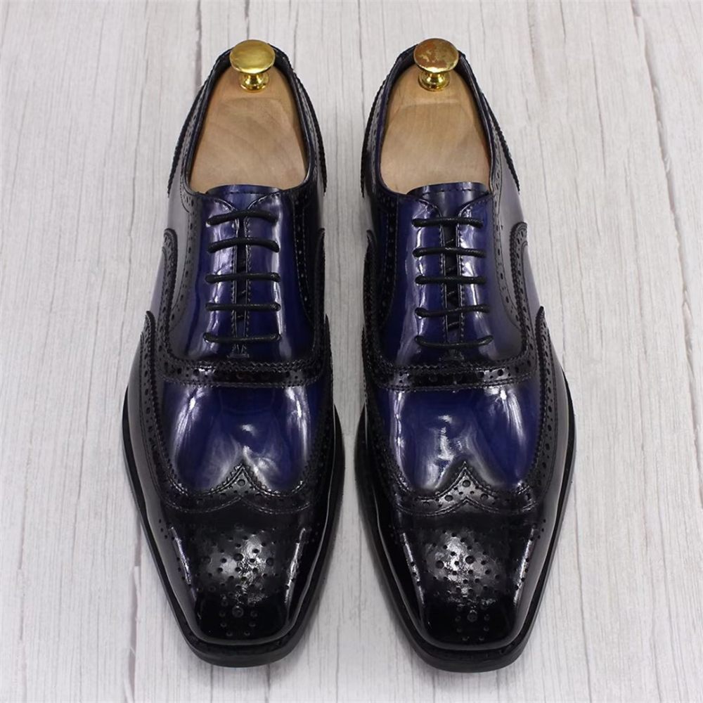 Chaussures Formelles Pour Hommes D'affaires Cuir Raffiné - Bleu Foncé