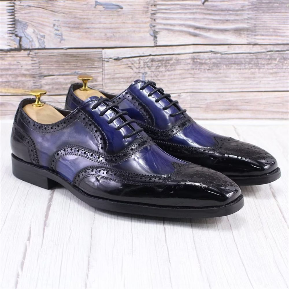 Chaussures Formelles Pour Hommes D'affaires Cuir Raffiné - Bleu Foncé