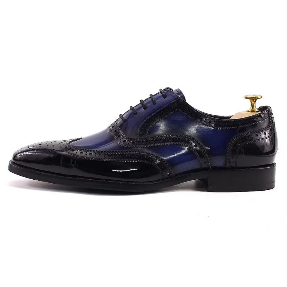 Chaussures Formelles Pour Hommes D'affaires Cuir Raffiné - Bleu Foncé