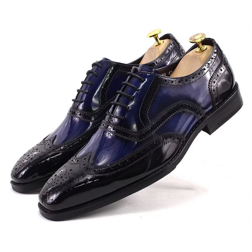 Chaussures Formelles Pour Hommes D'affaires Cuir Raffiné - Bleu Foncé