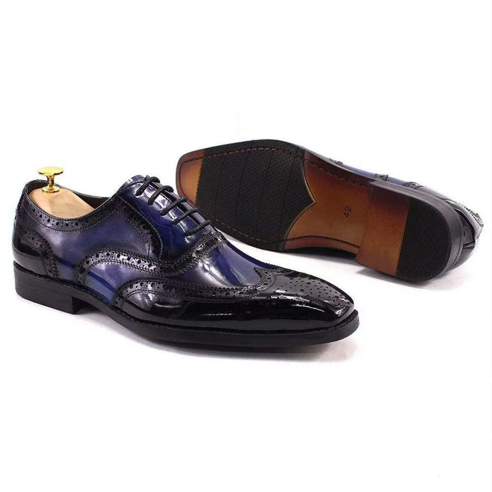 Chaussures Formelles Pour Hommes D'affaires Cuir Raffiné - Bleu Foncé