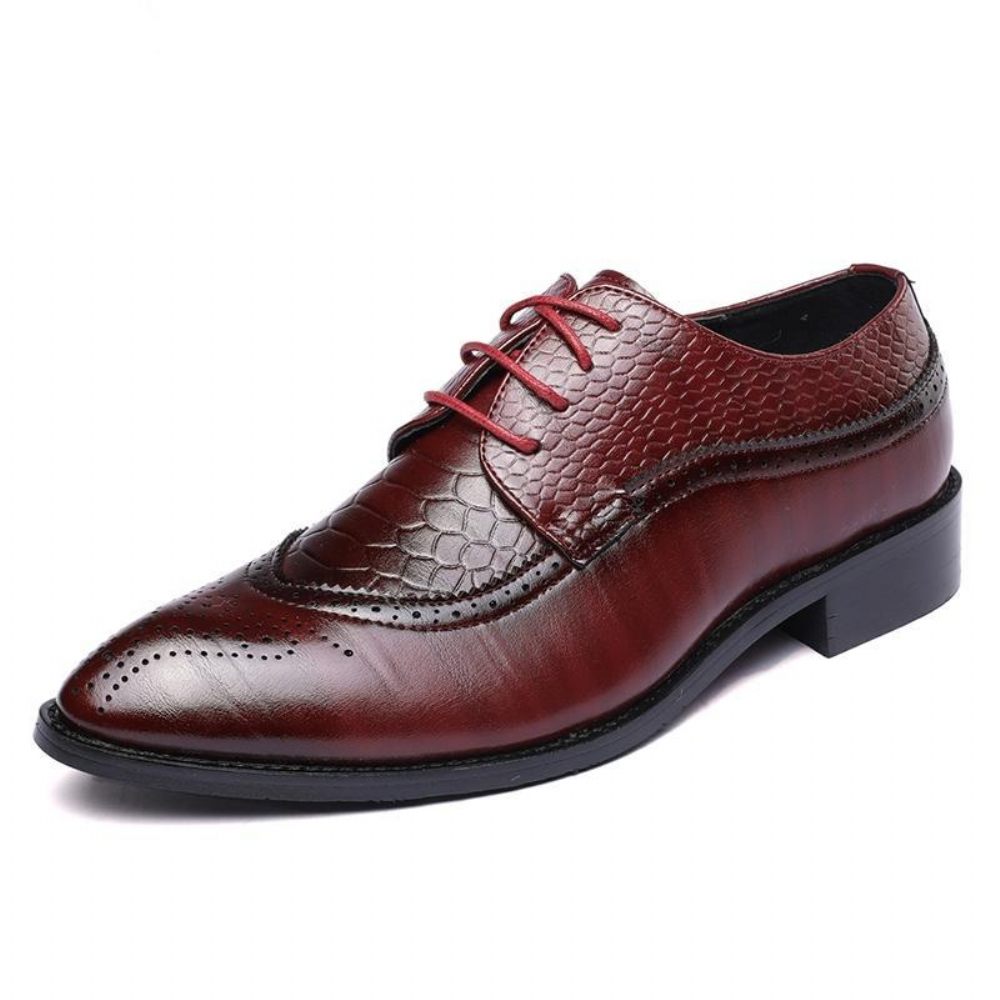 Chaussures Formelles Pour Hommes Alligator Habillées Richelieu À Lacets Luxe