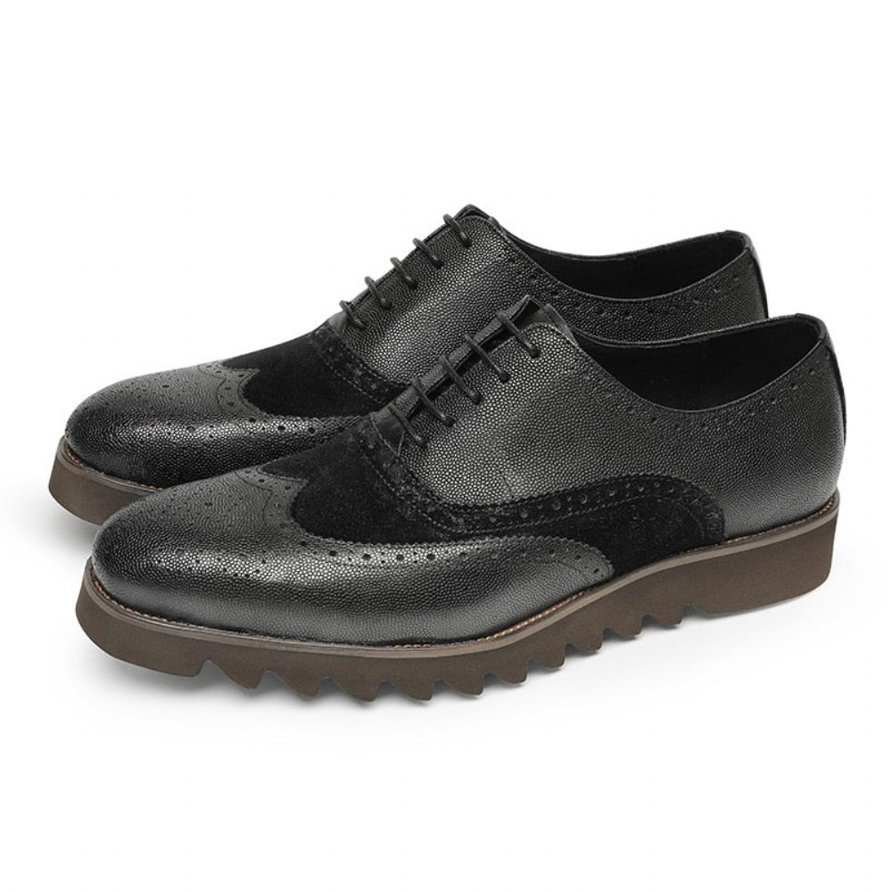 Chaussures Formelles Pour Hommes Alligator Luxury Wingtip Brogue Décontractées - Noir