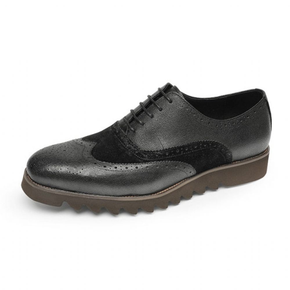 Chaussures Formelles Pour Hommes Alligator Luxury Wingtip Brogue Décontractées - Noir