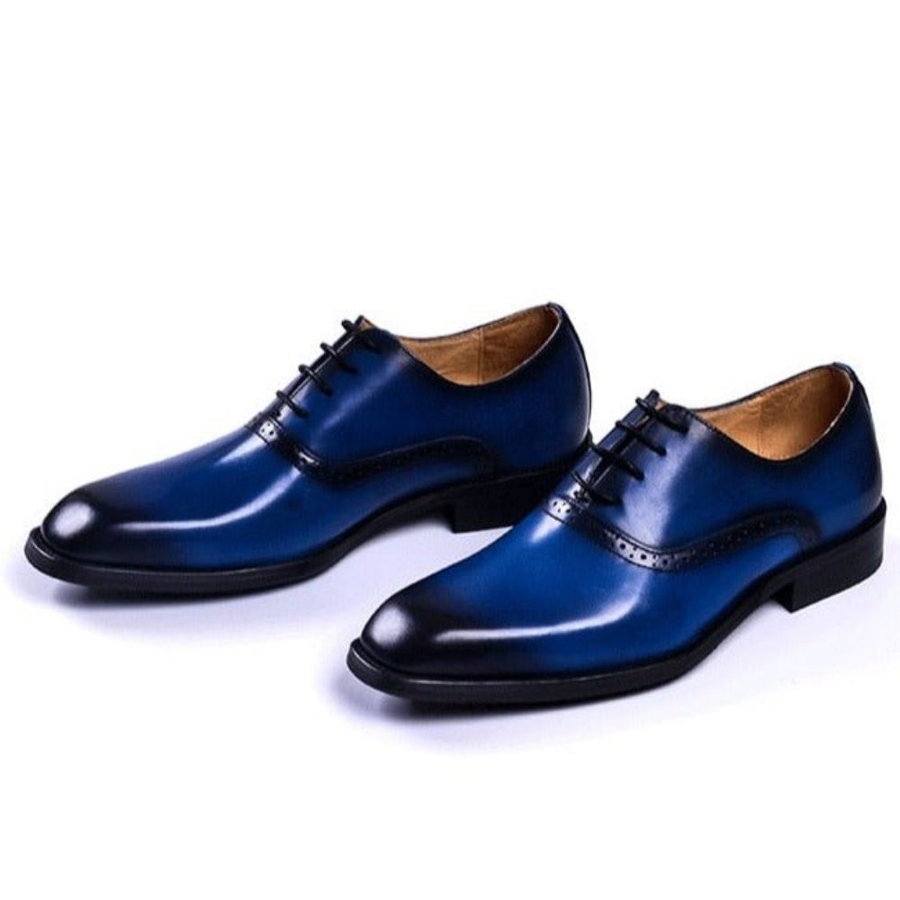 Chaussures Formelles Pour Hommes Blissful Robe Mariée À Lacets Cuir Exotique - Bleu