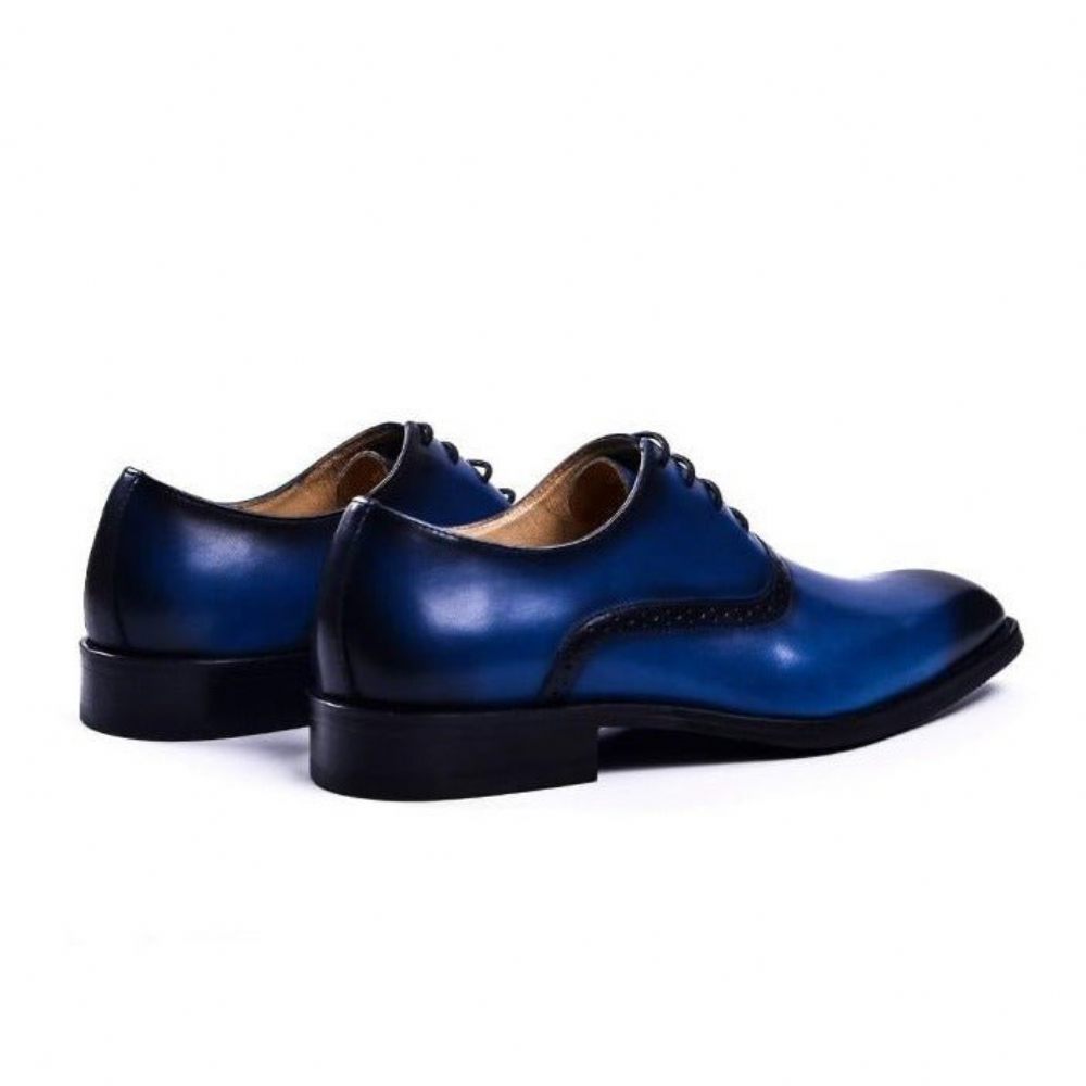 Chaussures Formelles Pour Hommes Blissful Robe Mariée À Lacets Cuir Exotique - Bleu