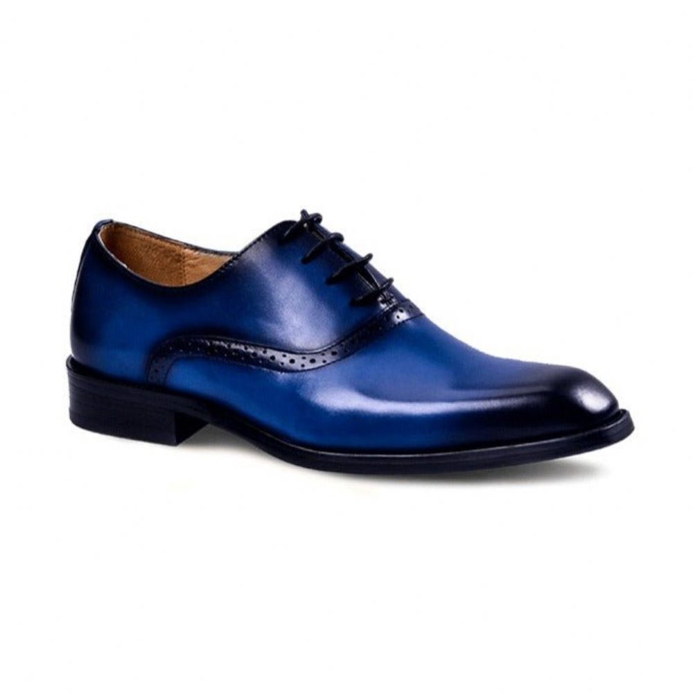 Chaussures Formelles Pour Hommes Blissful Robe Mariée À Lacets Cuir Exotique - Bleu