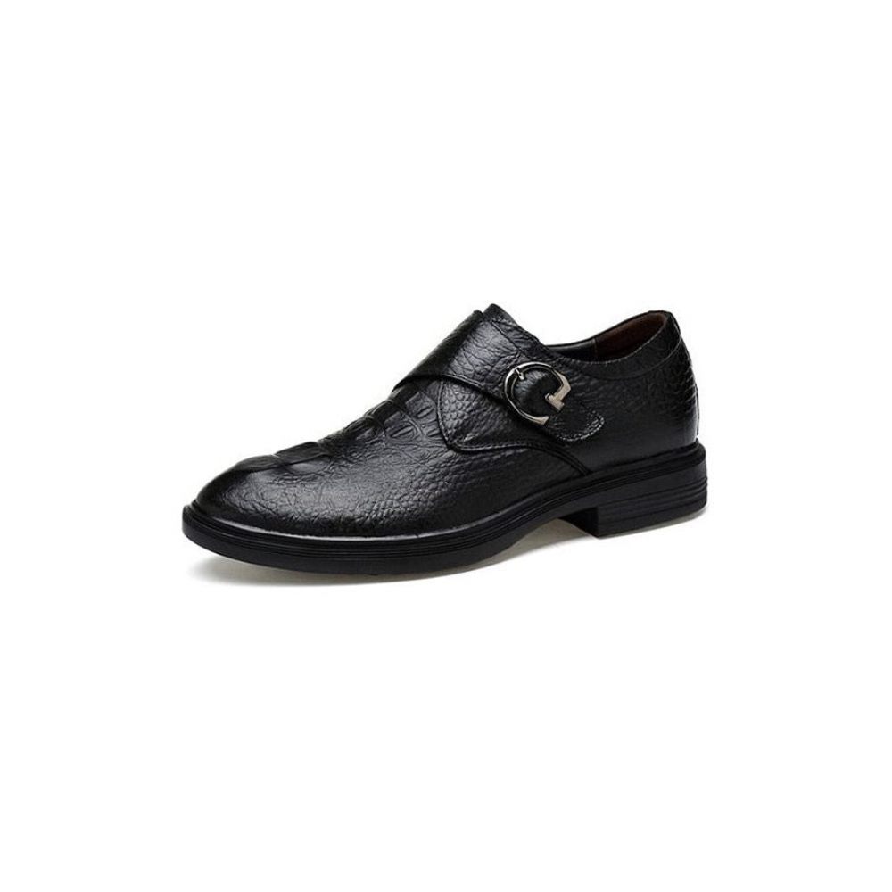 Chaussures Formelles Pour Hommes À Boucle Cuir Motif Alligator - Noir